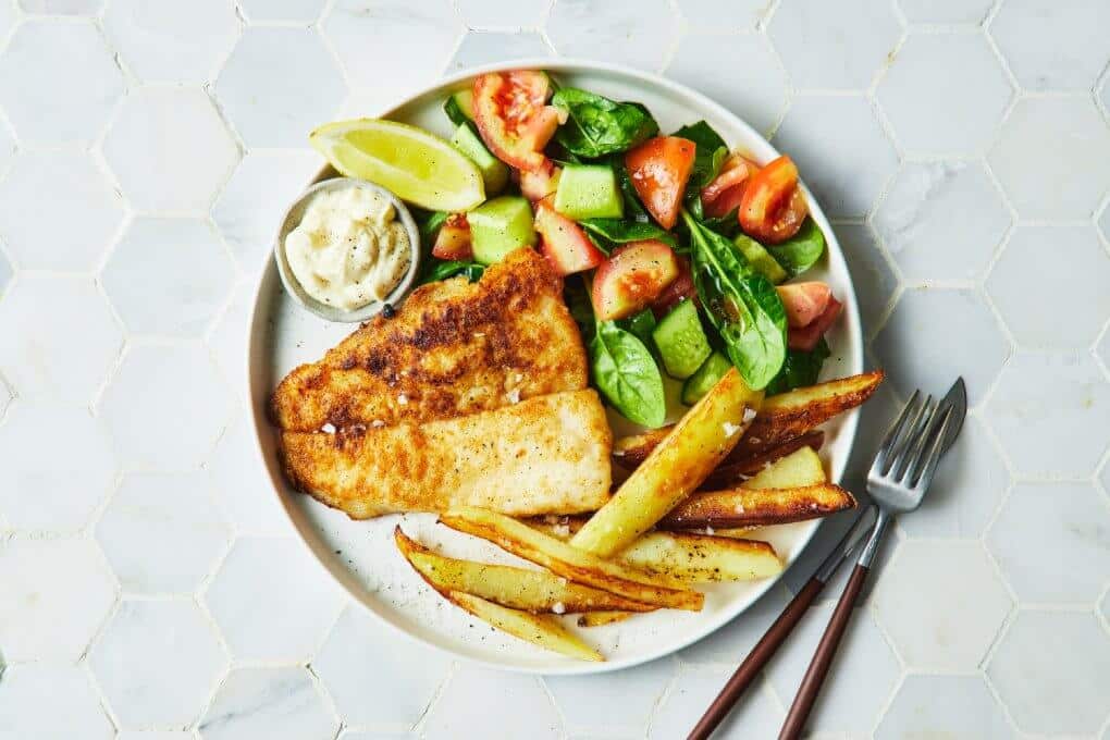 Fish & Chips with Salad & Aioli